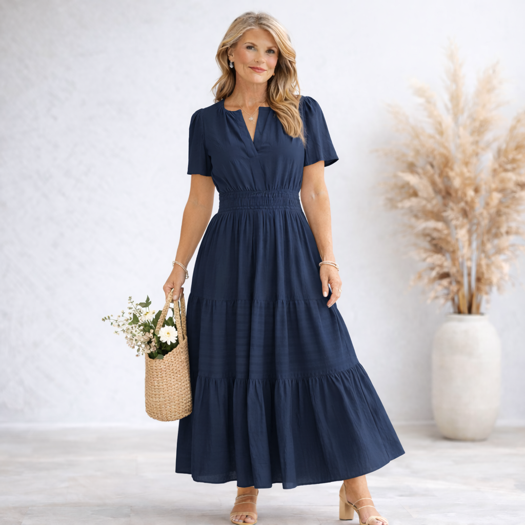 Boho V-Neck Maxi Dress with Pockets
