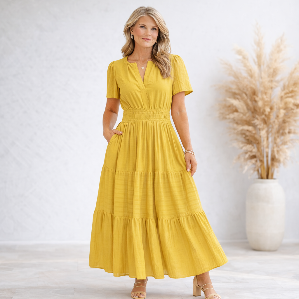 Boho V-Neck Maxi Dress with Pockets