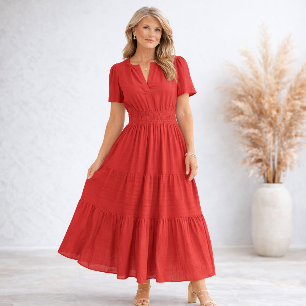 Boho V-Neck Maxi Dress with Pockets