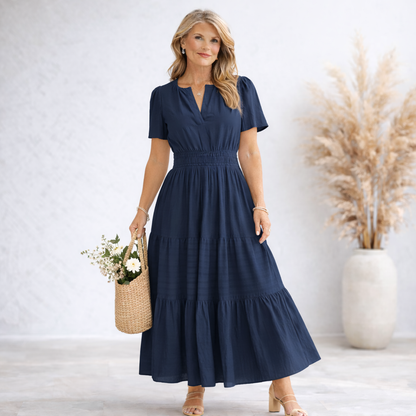 Boho V-Neck Maxi Dress with Pockets