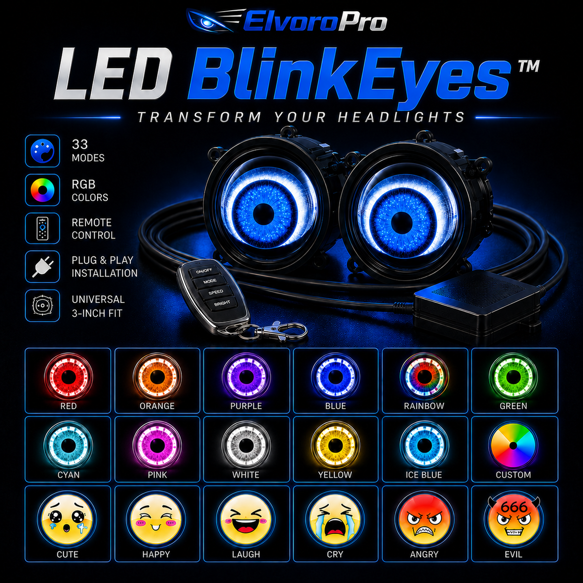 BlinkEyes™ — RGB Headlight Kit