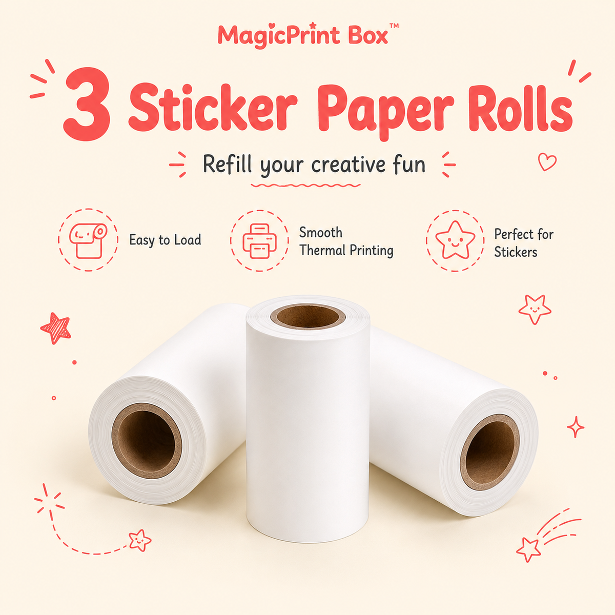 3 Sticker Paper Rolls