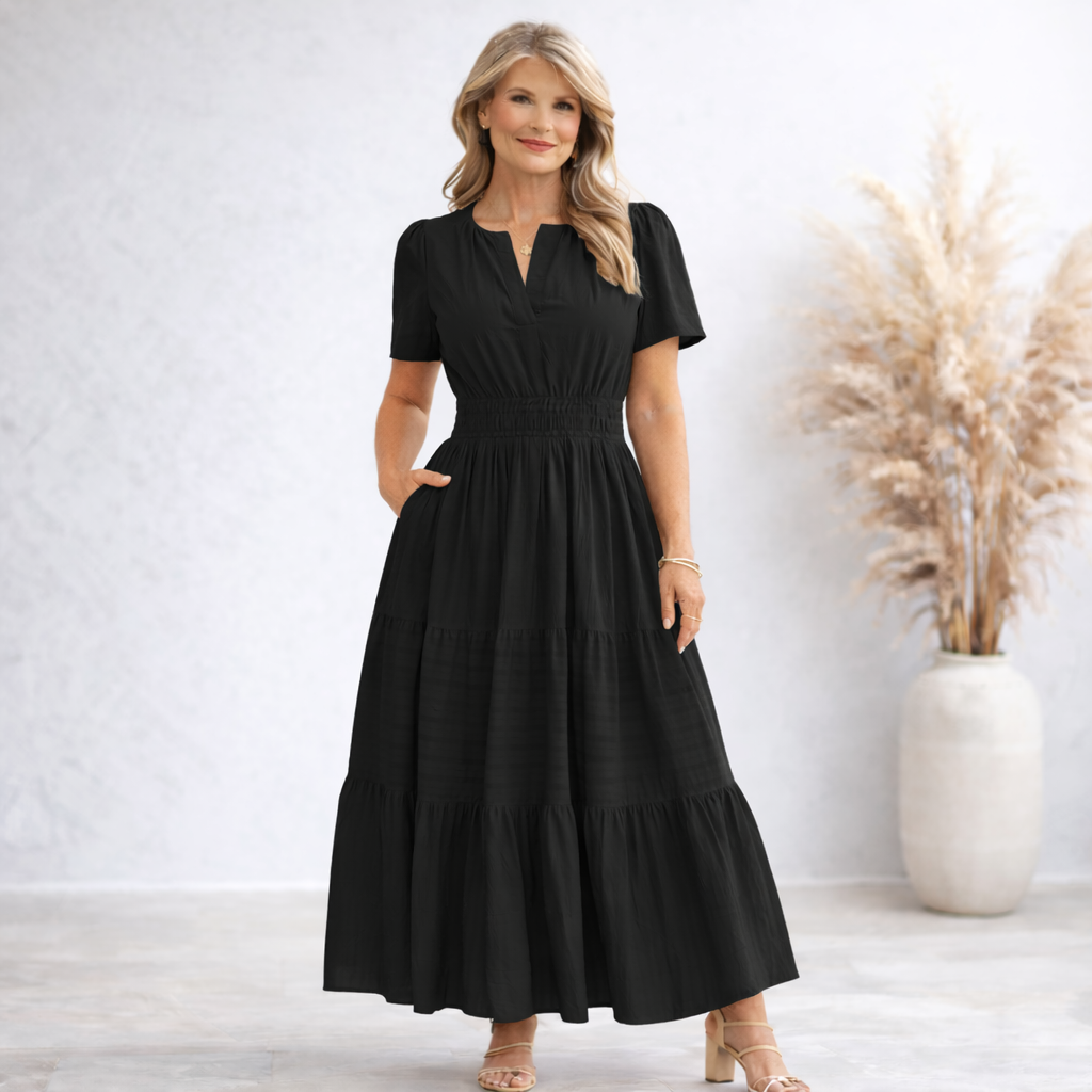 Boho V-Neck Maxi Dress with Pockets